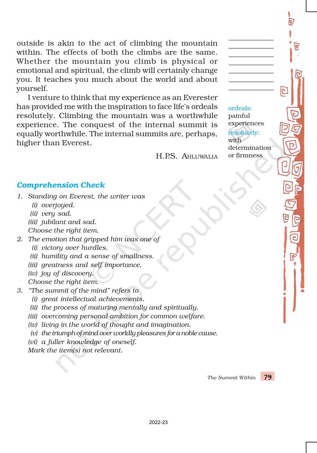 NCERT Book for Class 8 English Chapter 5 The Summit Within - Page 5