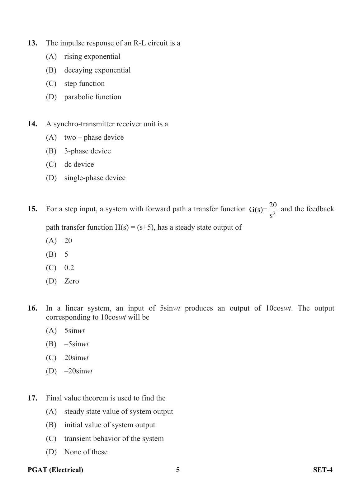 OJEE PGAT 2013 Electrical Set 4 Question Paper - Page 4