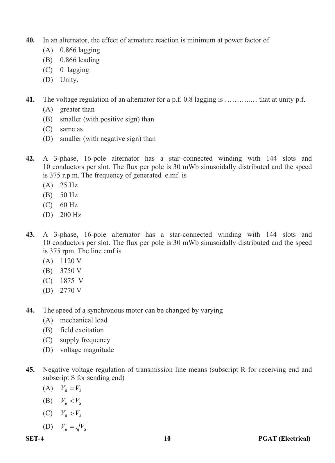 OJEE PGAT 2013 Electrical Set 4 Question Paper - Page 9