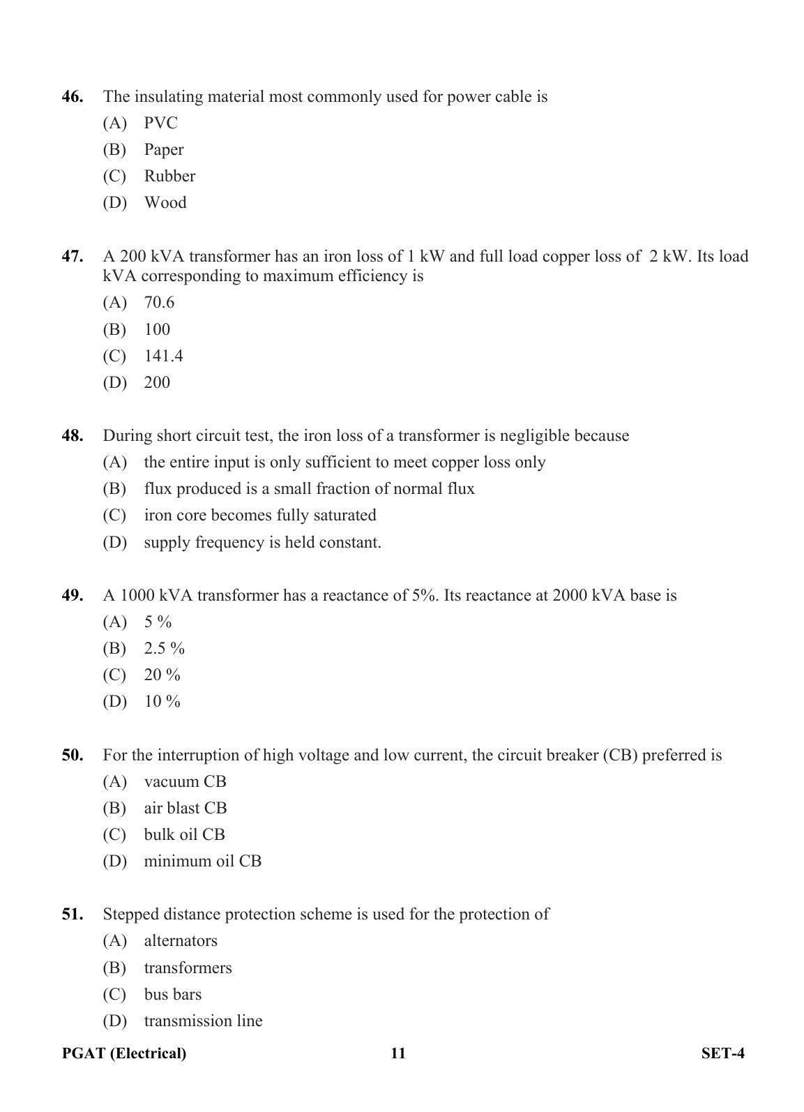 OJEE PGAT 2013 Electrical Set 4 Question Paper - Page 10