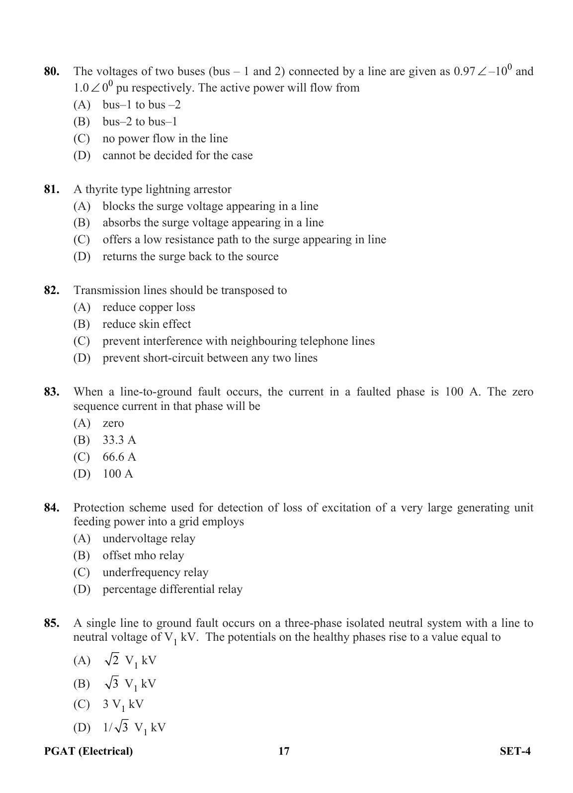 OJEE PGAT 2013 Electrical Set 4 Question Paper - Page 16