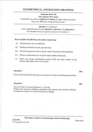 ISC Class 12 Geometrical & Building Drawing 2023 Question Paper