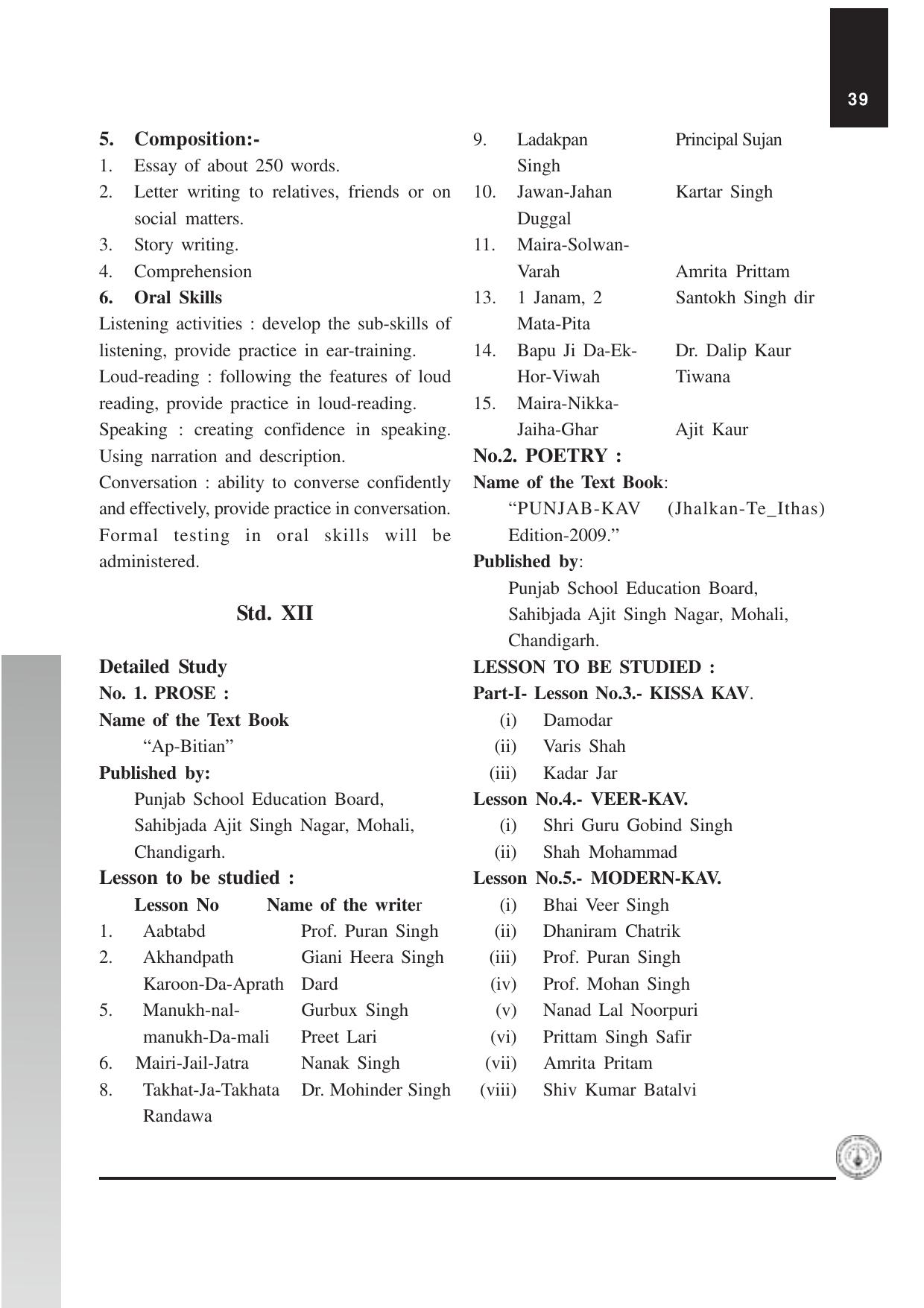 Maharashtra HSC Punjabi Syllabus - Page 2