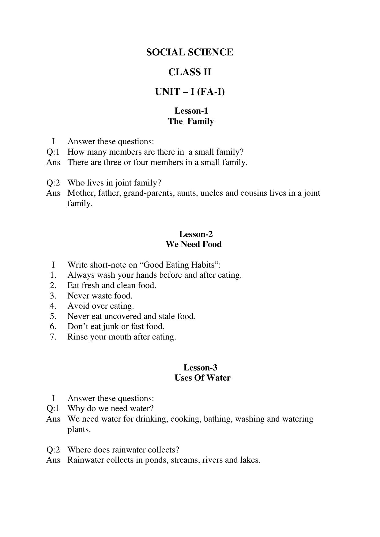 Worksheets for Class 2 Social Science - Page 1