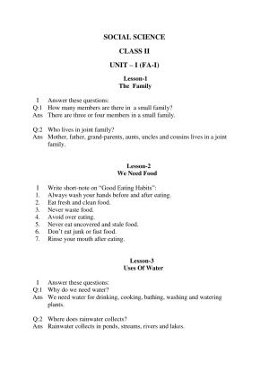 Worksheets for Class 2 Social Science