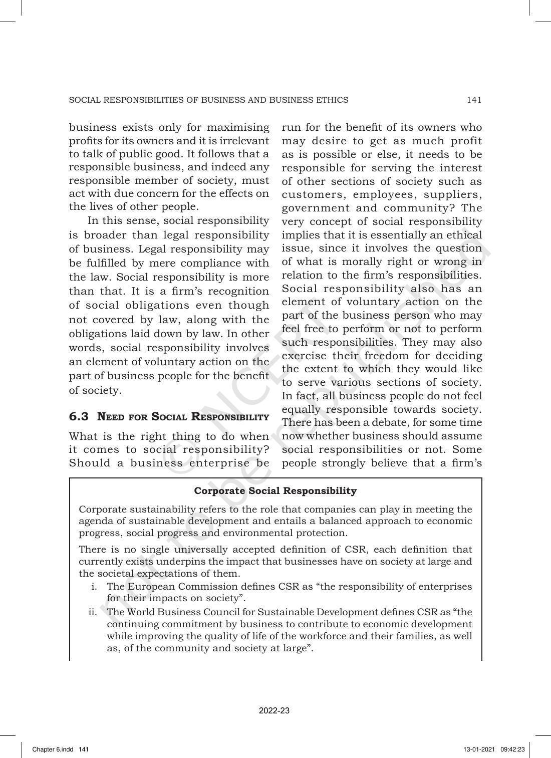 NCERT Book for Class 11 Business Studies Chapter 6 Social Responsibilities of Business and Business Ethics - Page 3