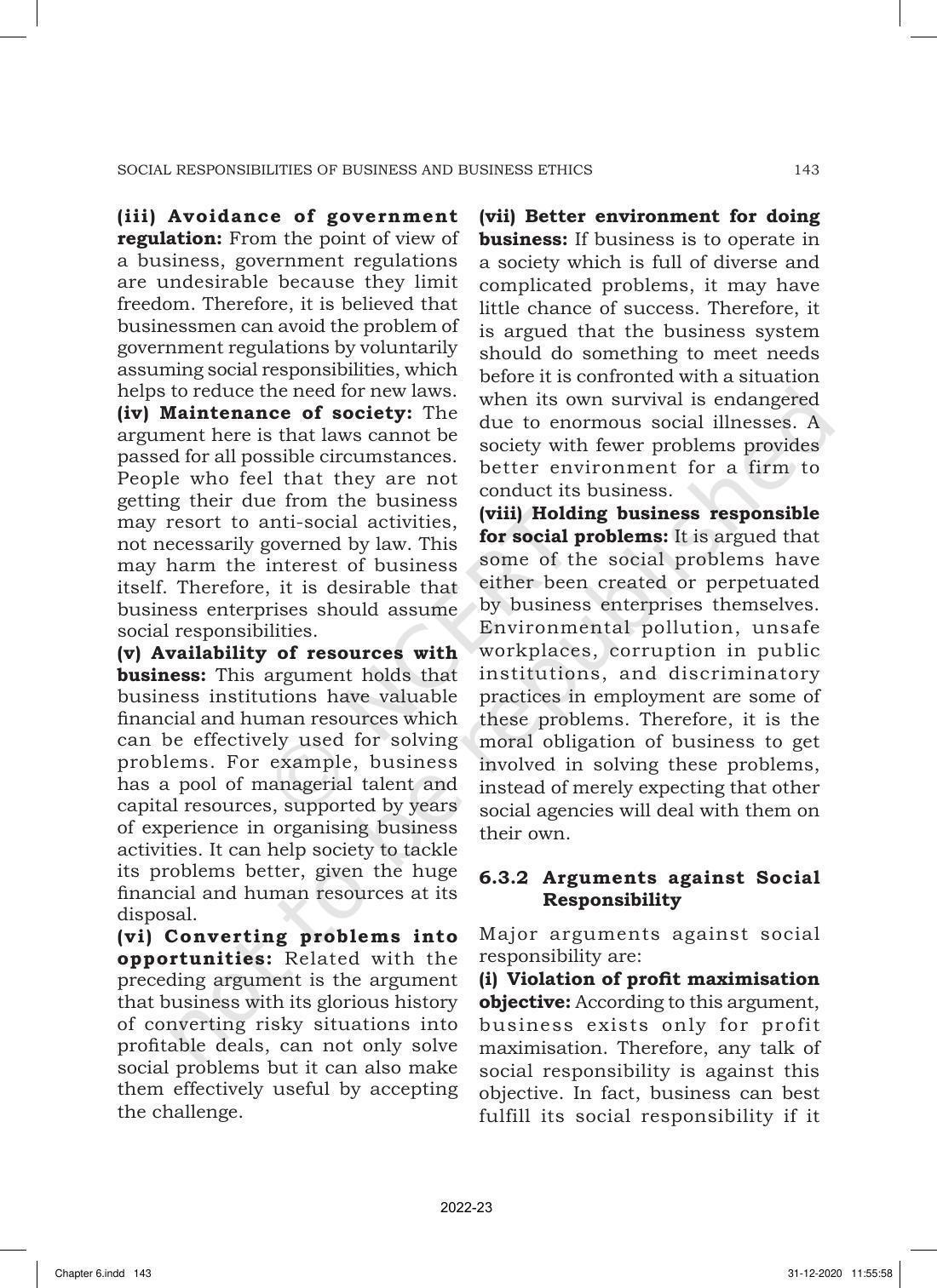 NCERT Book for Class 11 Business Studies Chapter 6 Social Responsibilities of Business and Business Ethics - Page 5