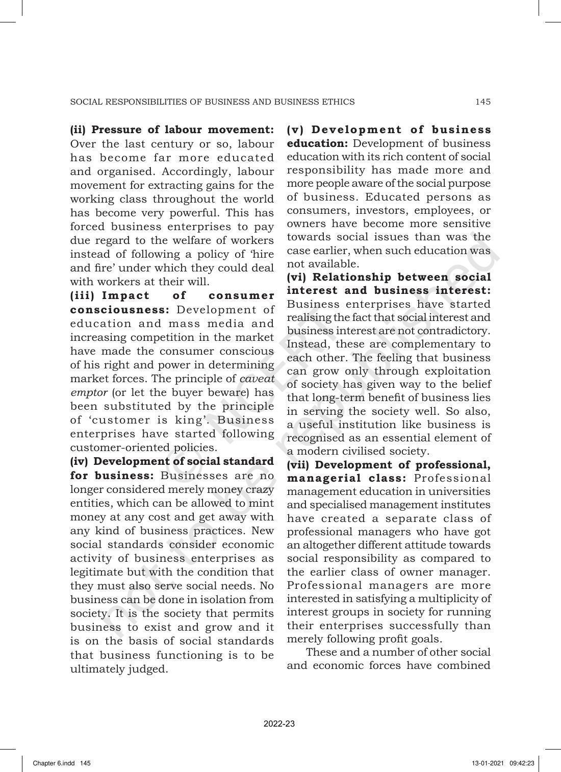 NCERT Book for Class 11 Business Studies Chapter 6 Social Responsibilities of Business and Business Ethics - Page 7