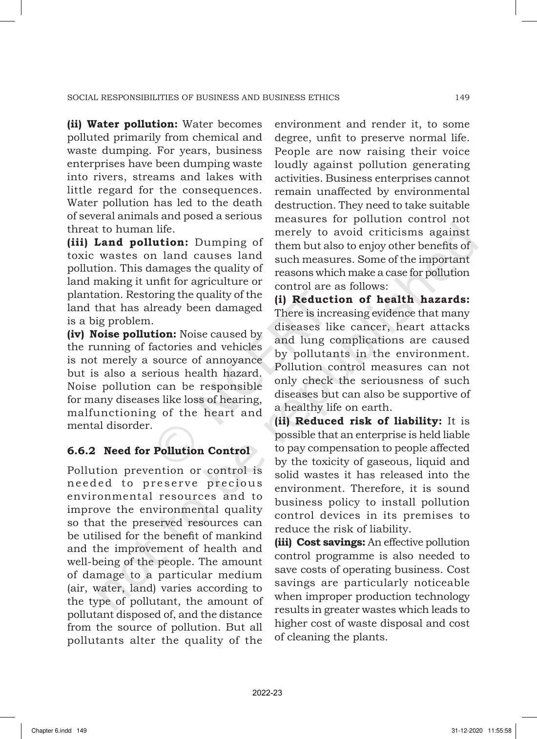 NCERT Book for Class 11 Business Studies Chapter 6 Social Responsibilities of Business and Business Ethics - Page 11