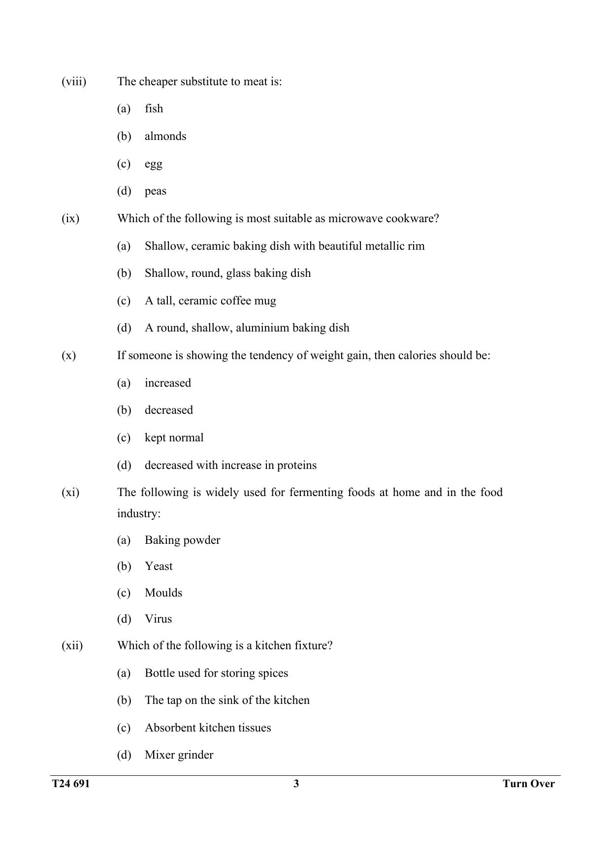 ICSE Class 10 Cookery 2024 Question Paper - Page 3