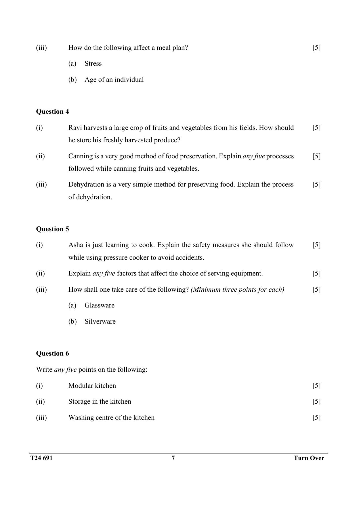 ICSE Class 10 Cookery 2024 Question Paper - Page 7