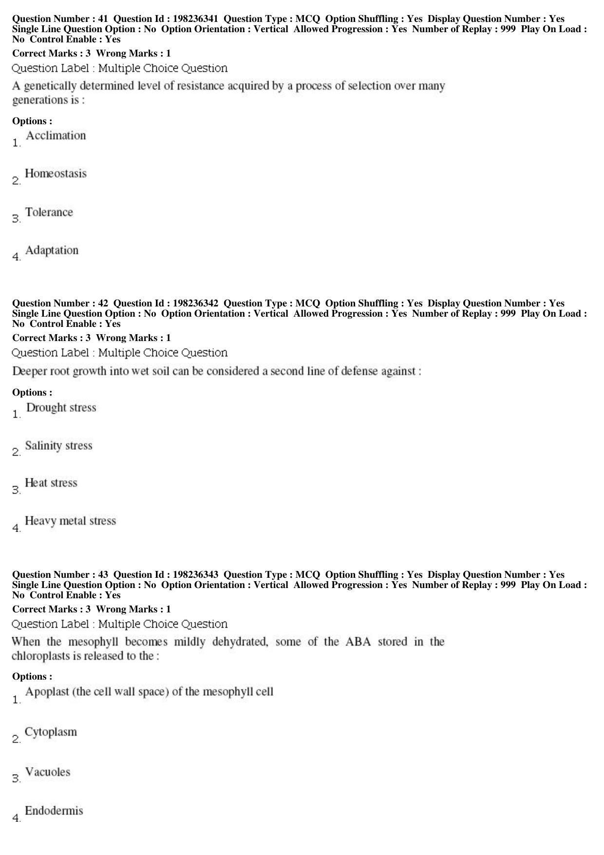 BHU RET Plant Physiology 2019 Question Paper - Page 16