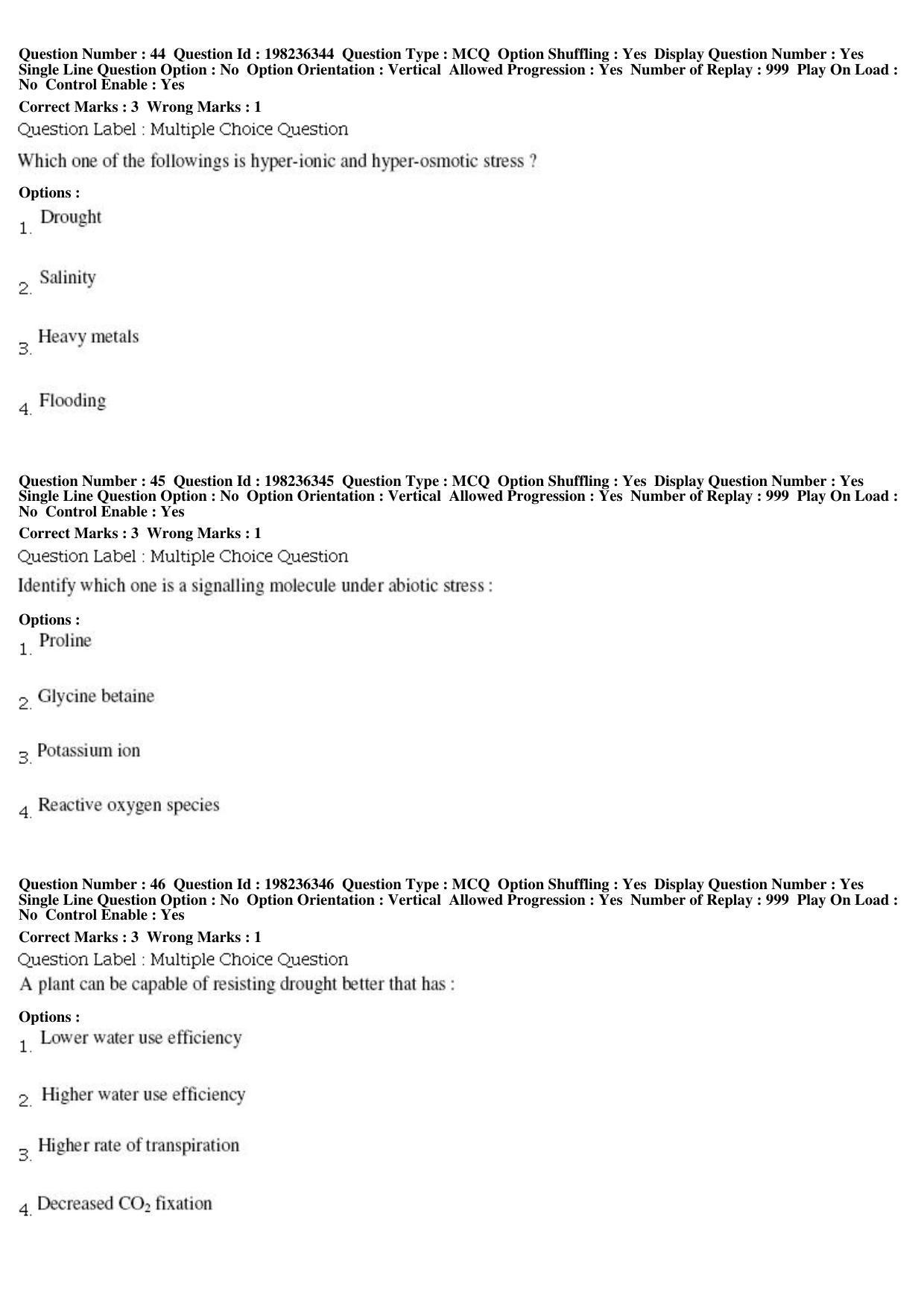BHU RET Plant Physiology 2019 Question Paper - Page 17
