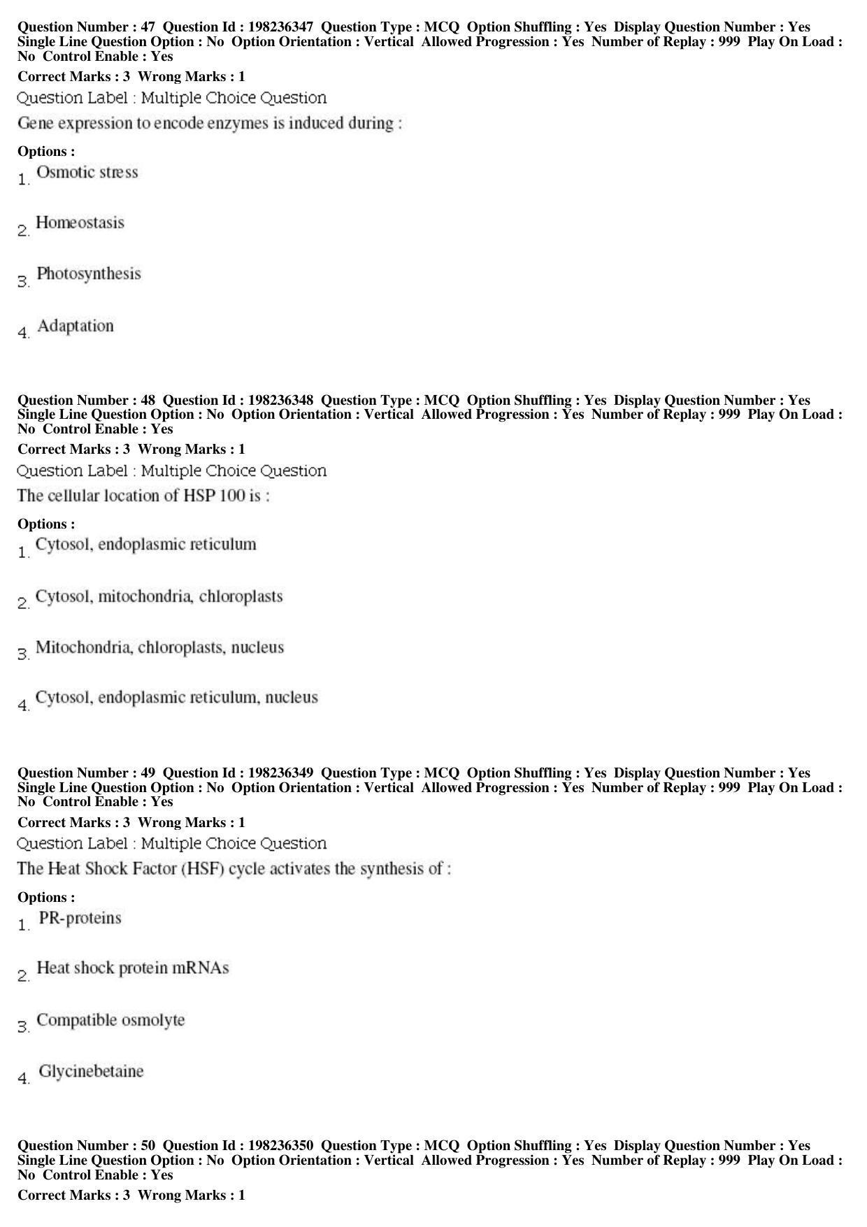 BHU RET Plant Physiology 2019 Question Paper - Page 18