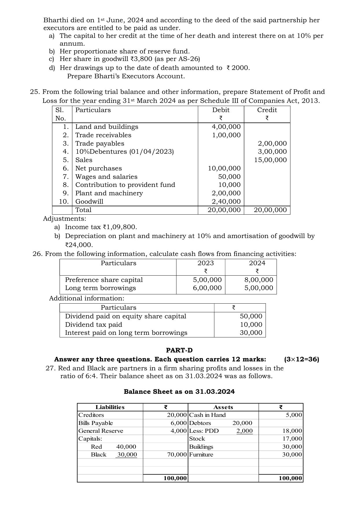 Karnataka II PUC Accountancy Model Question Paper III 2025 - Page 3