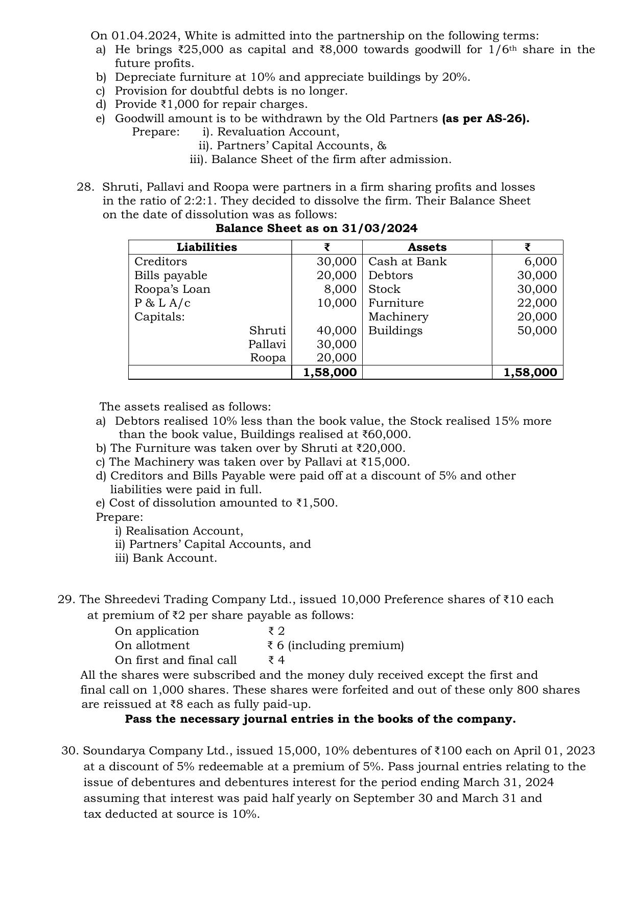 Karnataka II PUC Accountancy Model Question Paper III 2025 - Page 4