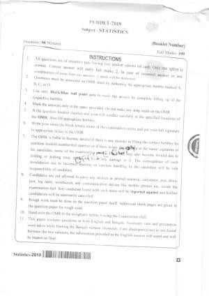 PUBDET 2019 Statistics Question Paper