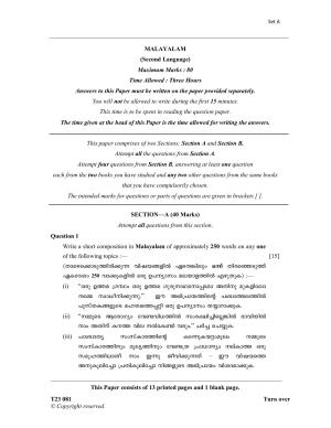 ICSE Class 10 MALAYALAM 2023 Question Paper