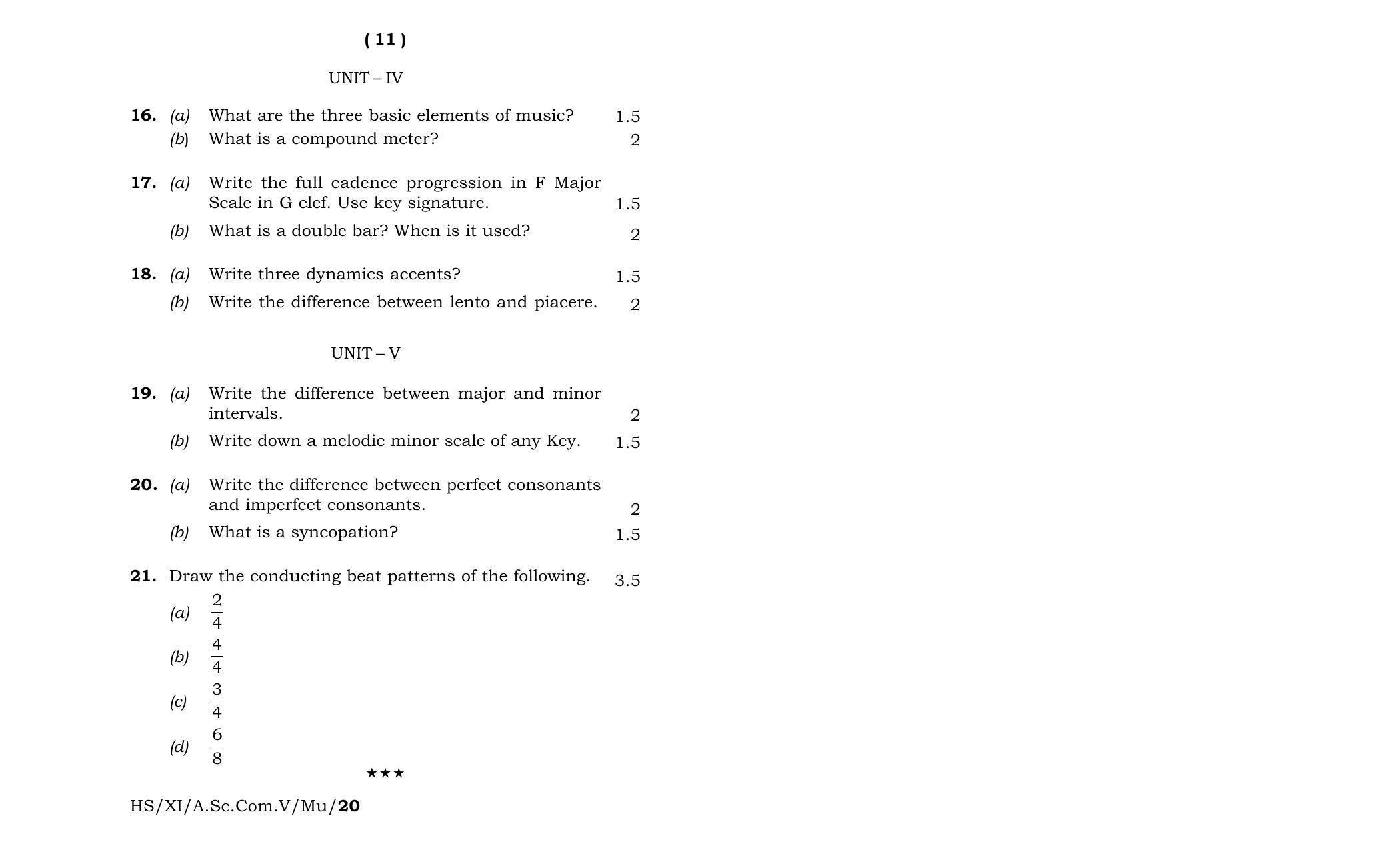 Meghalaya Board (MBOSE) Class 11 Music Western 2020 Question Paper - Page 6