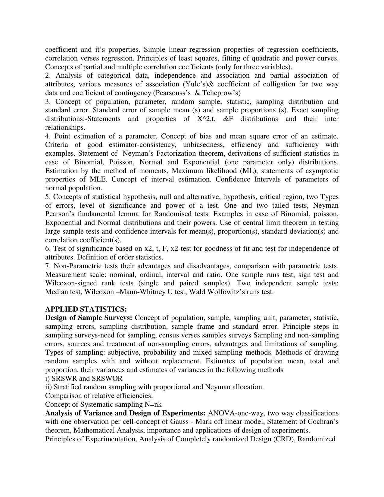 AP PGCET STATISTICS Syllabus - Page 2