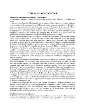 AP PGCET STATISTICS Syllabus