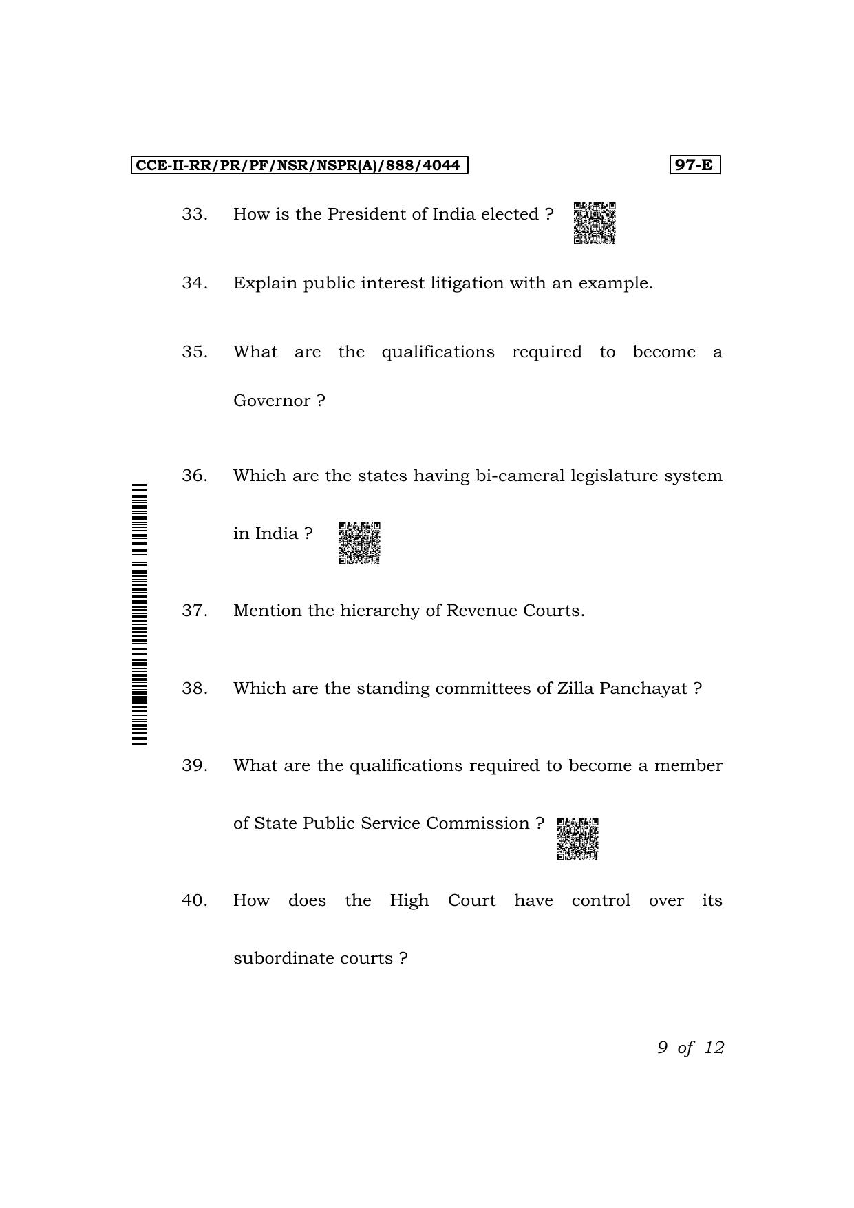 Karnataka SSLC Political Science (English Medium) Exam 2 Question Paper 2024 (A Version) - Page 9