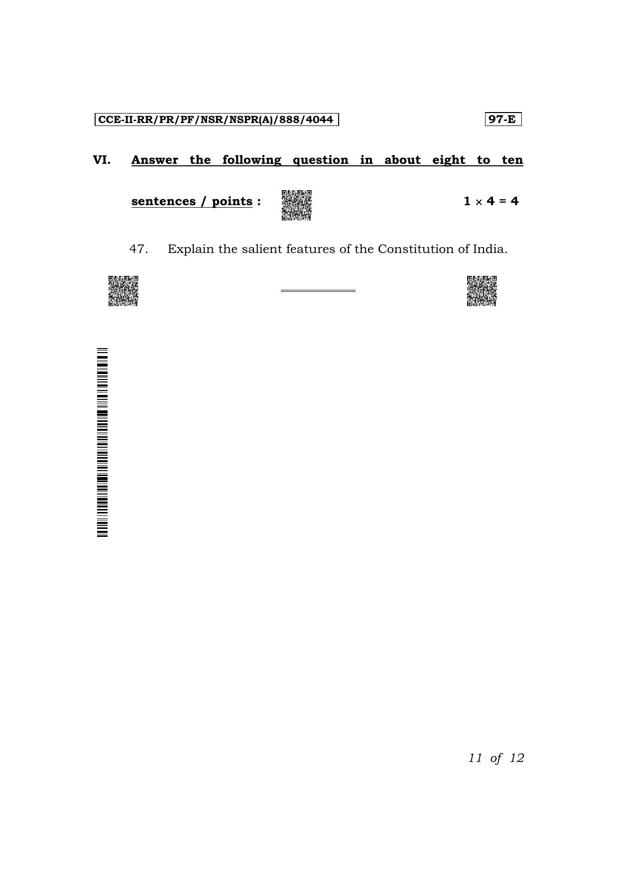 Karnataka SSLC Political Science (English Medium) Exam 2 Question Paper 2024 (A Version) - Page 11