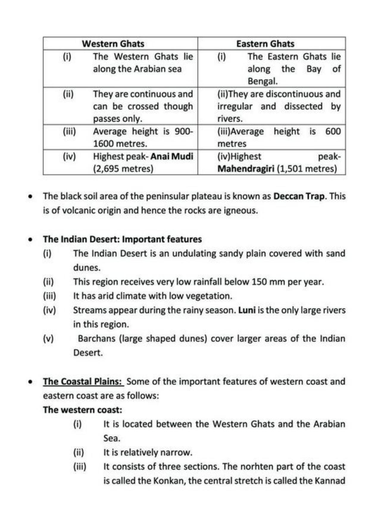 Class 9 Notes, Question & Practice Paper - Geography (Topic 2 : Physical Features of India) - Page 6