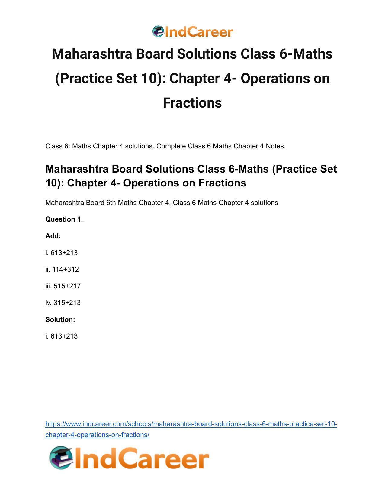 Maharashtra Board Solutions Class 6-Maths (Practice Set 10): Chapter 4- Operations on Fractions - Page 2