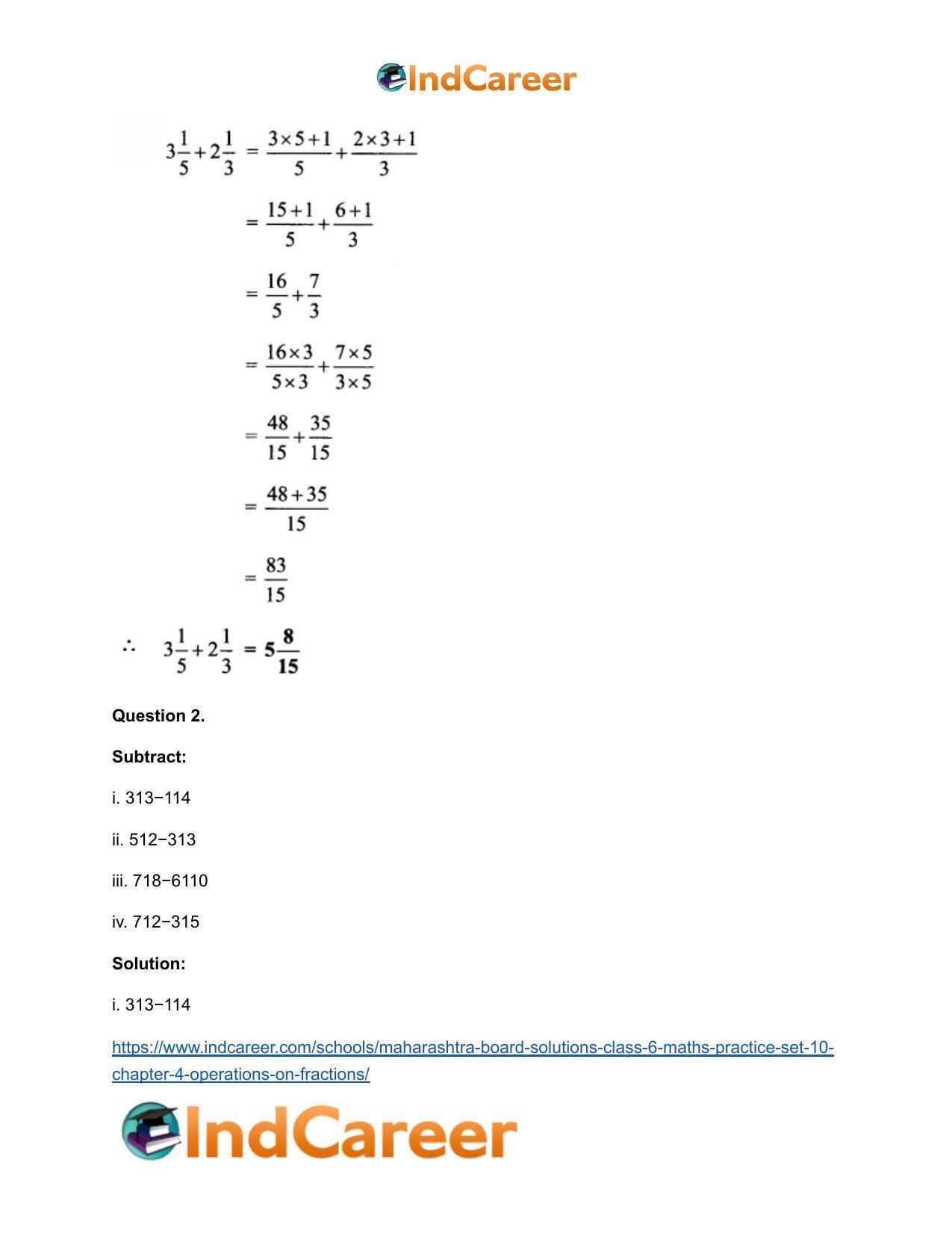 Maharashtra Board Solutions Class 6-Maths (Practice Set 10): Chapter 4- Operations on Fractions - Page 6