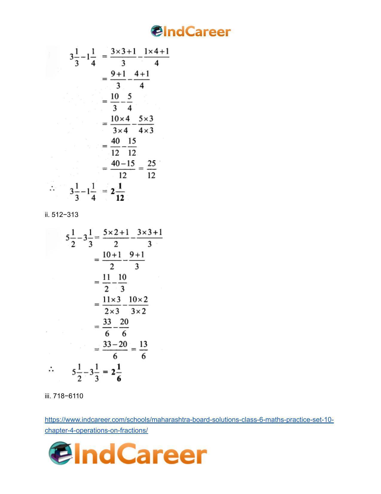 Maharashtra Board Solutions Class 6-Maths (Practice Set 10): Chapter 4- Operations on Fractions - Page 7