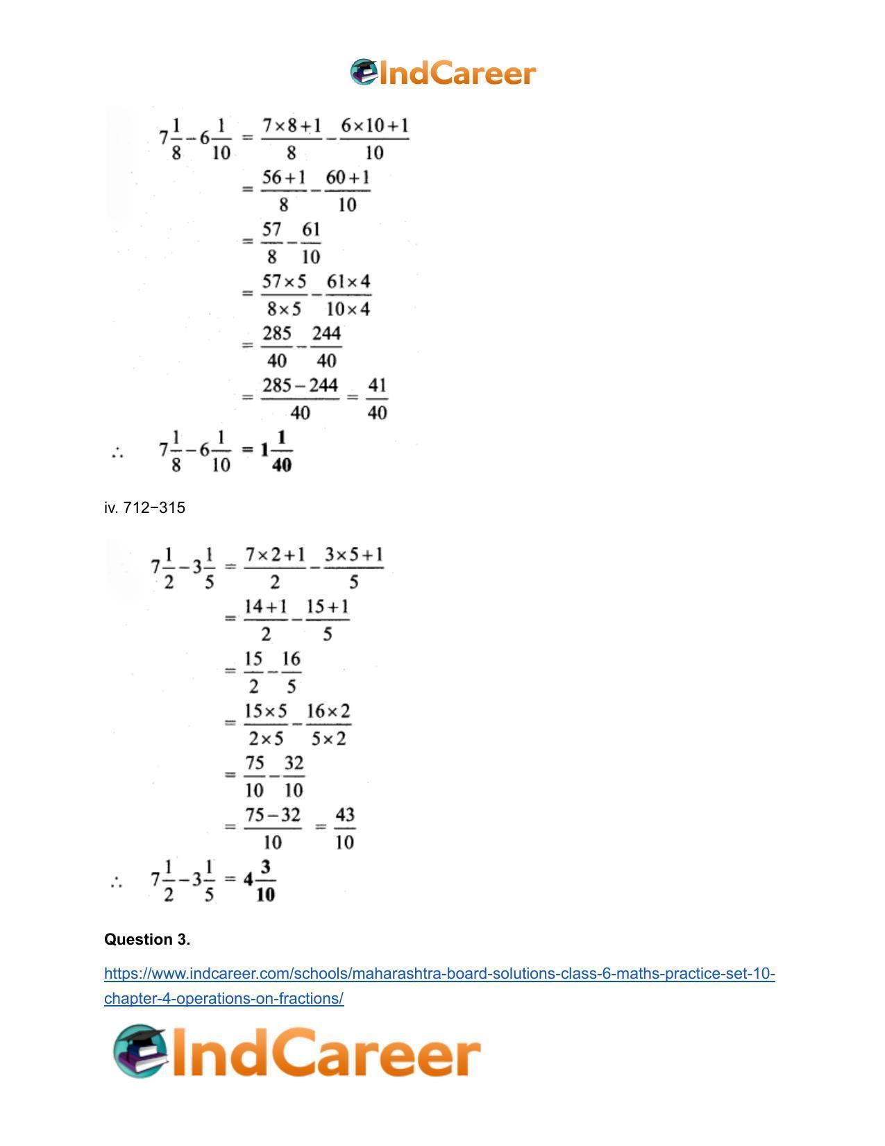 Maharashtra Board Solutions Class 6-Maths (Practice Set 10): Chapter 4- Operations on Fractions - Page 8