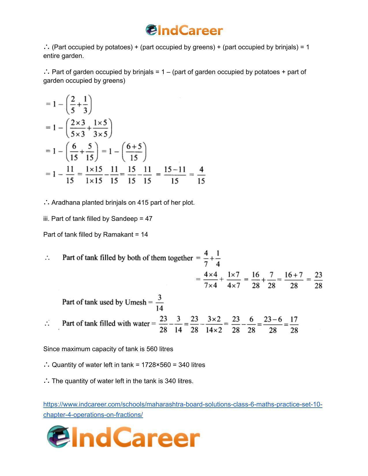 Maharashtra Board Solutions Class 6-Maths (Practice Set 10): Chapter 4- Operations on Fractions - Page 10