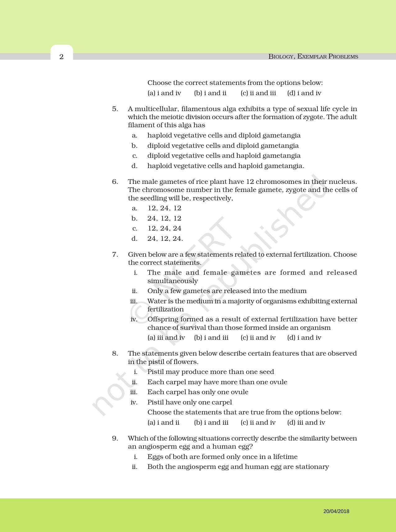 NCERT Exemplar Book for Class 12 Biology: Chapter 1 Reproduction in Organisms - Page 2