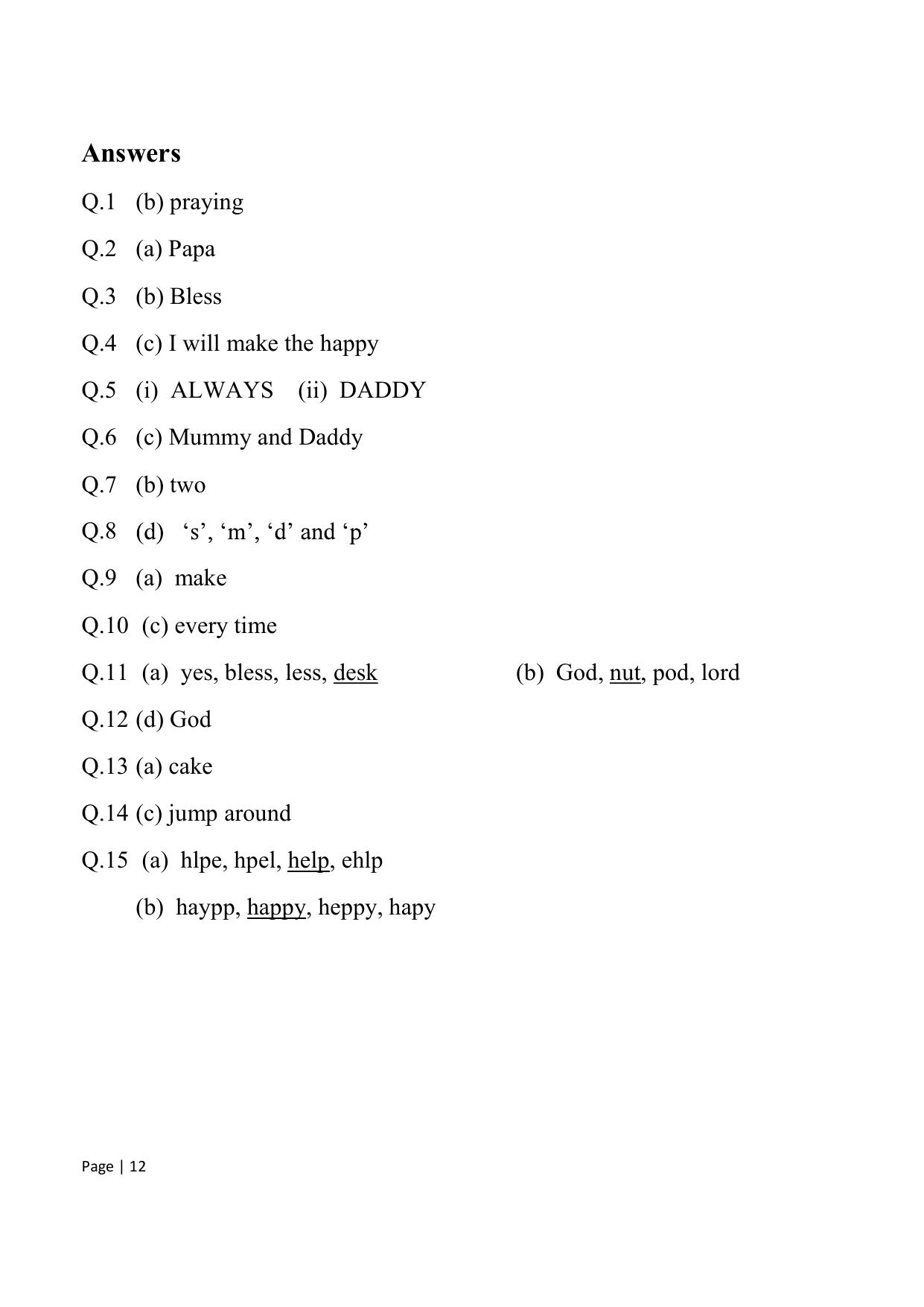 Chhattisgarh Board Class 1 English Question Bank - Page 18