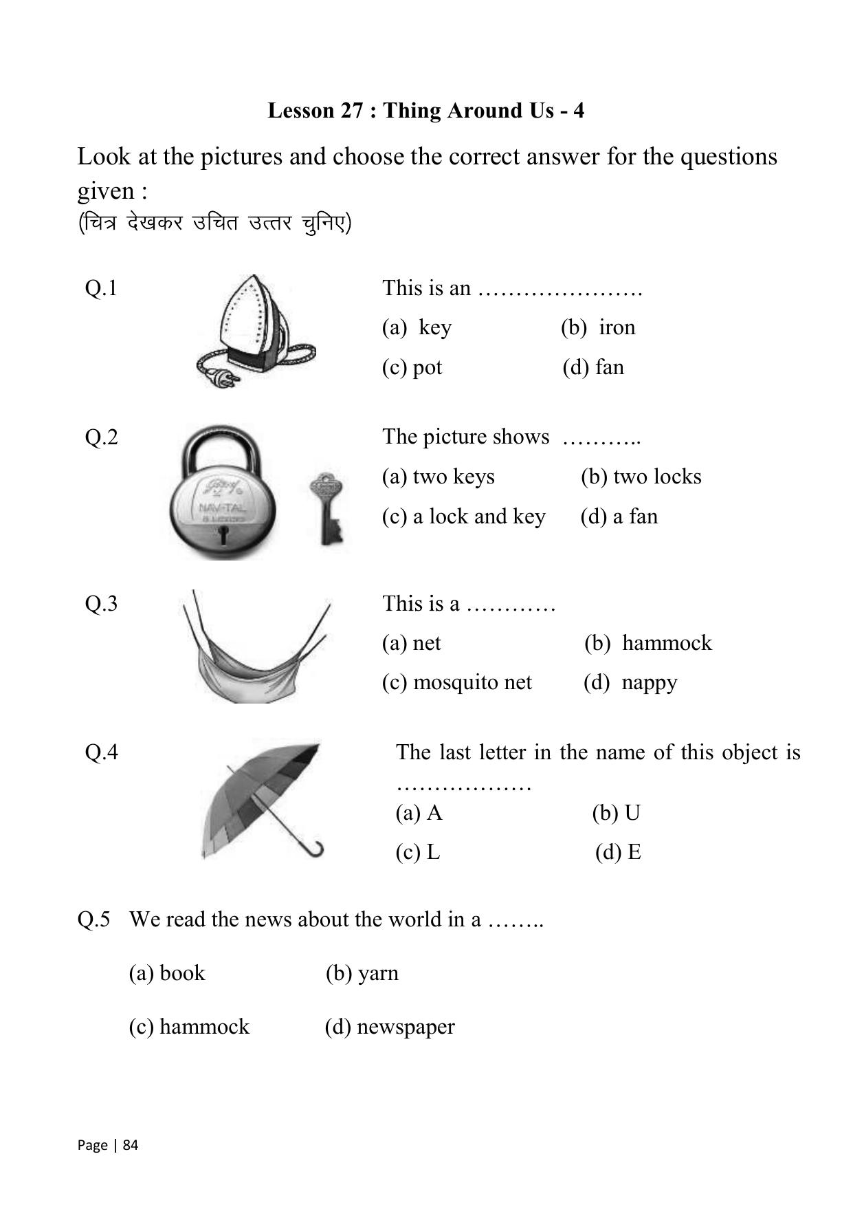 Chhattisgarh Board Class 1 English Question Bank - Page 89