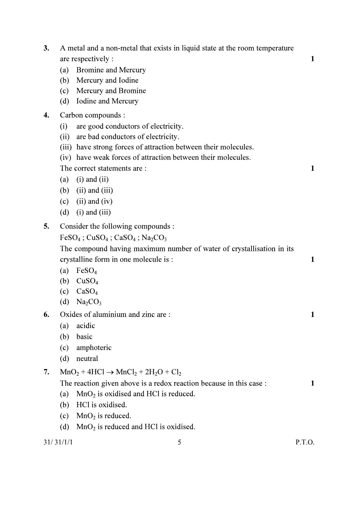 CBSE Class 10 31-1-1 Science 2024 Question Paper - Page 5