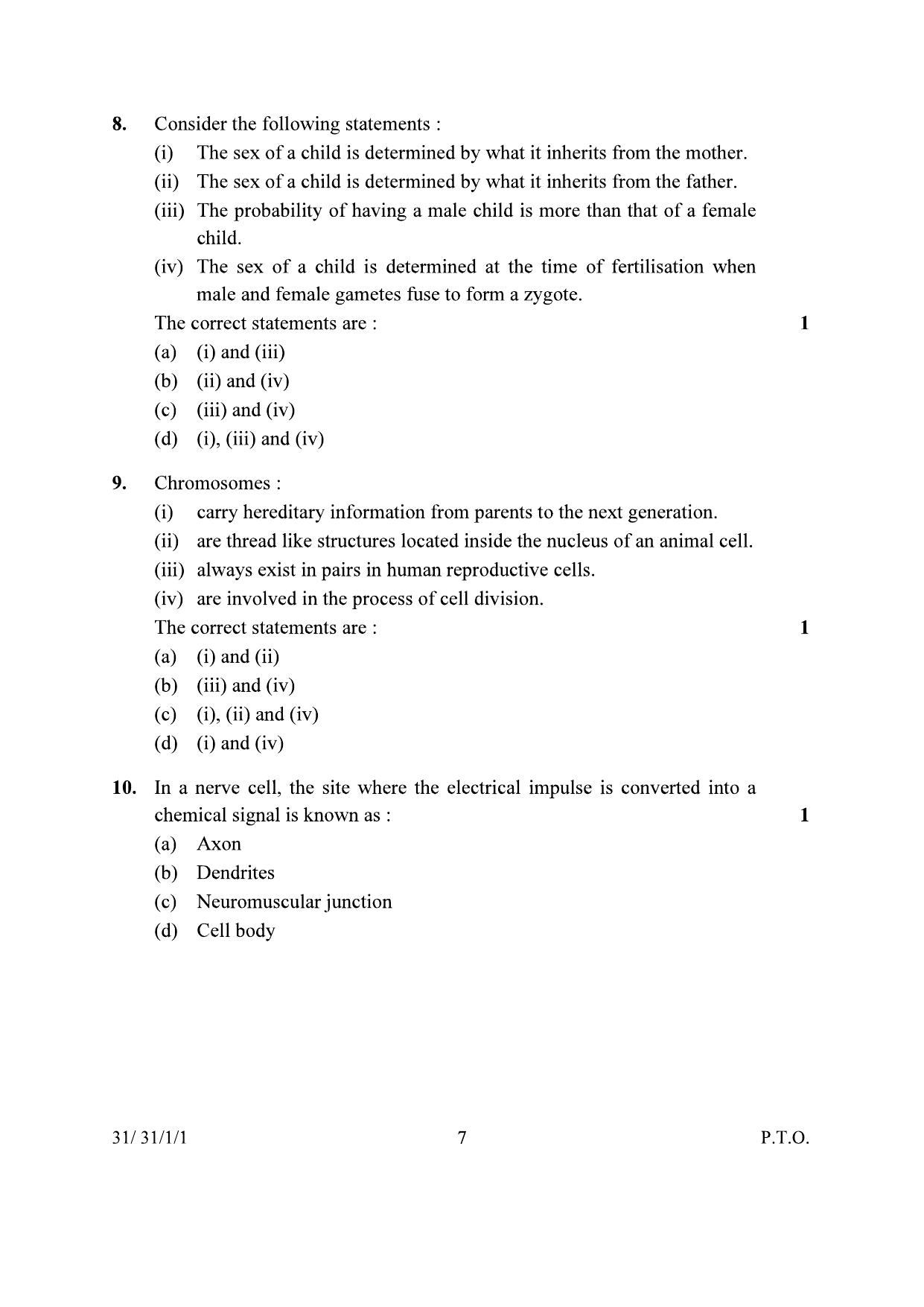CBSE Class 10 31-1-1 Science 2024 Question Paper - Page 7