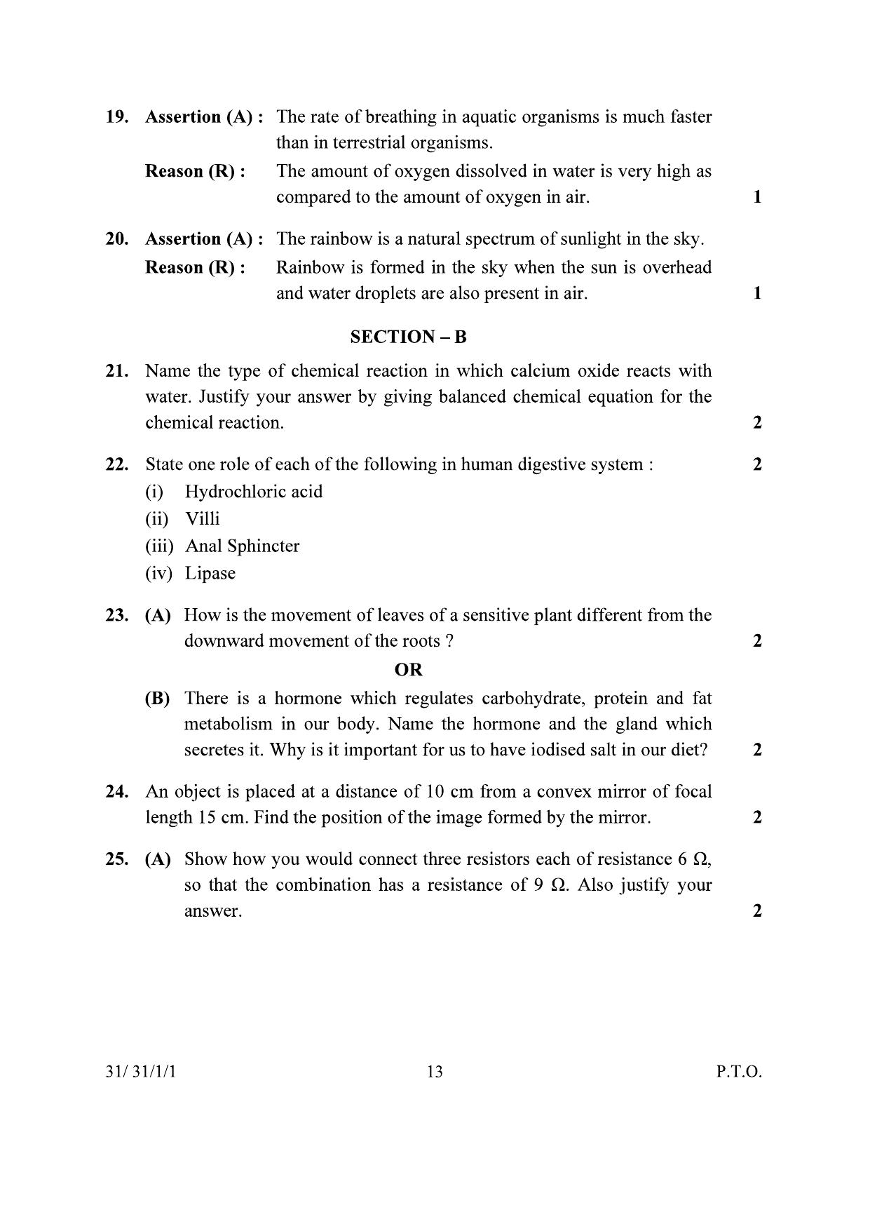 CBSE Class 10 31-1-1 Science 2024 Question Paper - Page 13