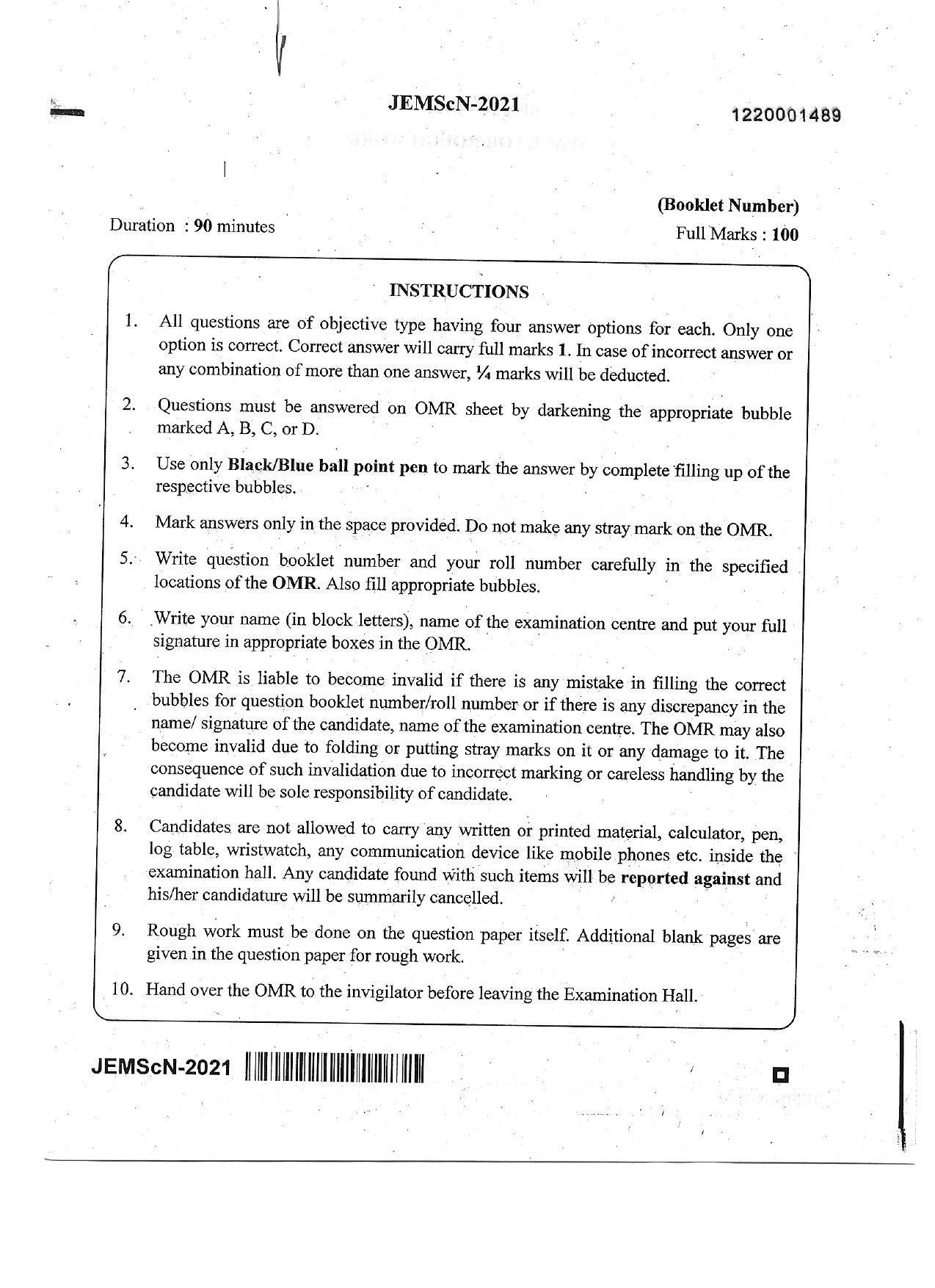 JEMScN Question Papers 2021 - Page 1