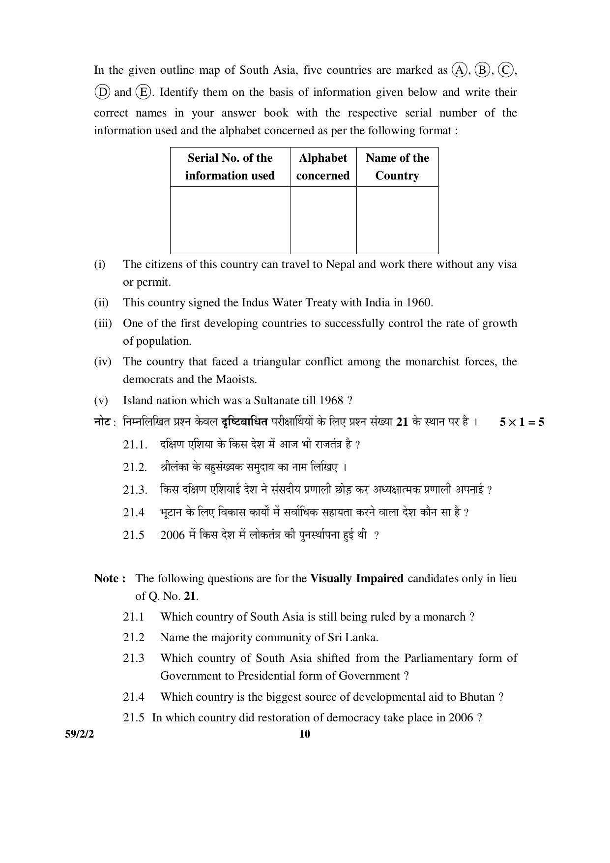 CBSE Class 12 59-2-2 _Political Science 2016 Question Paper - Page 10