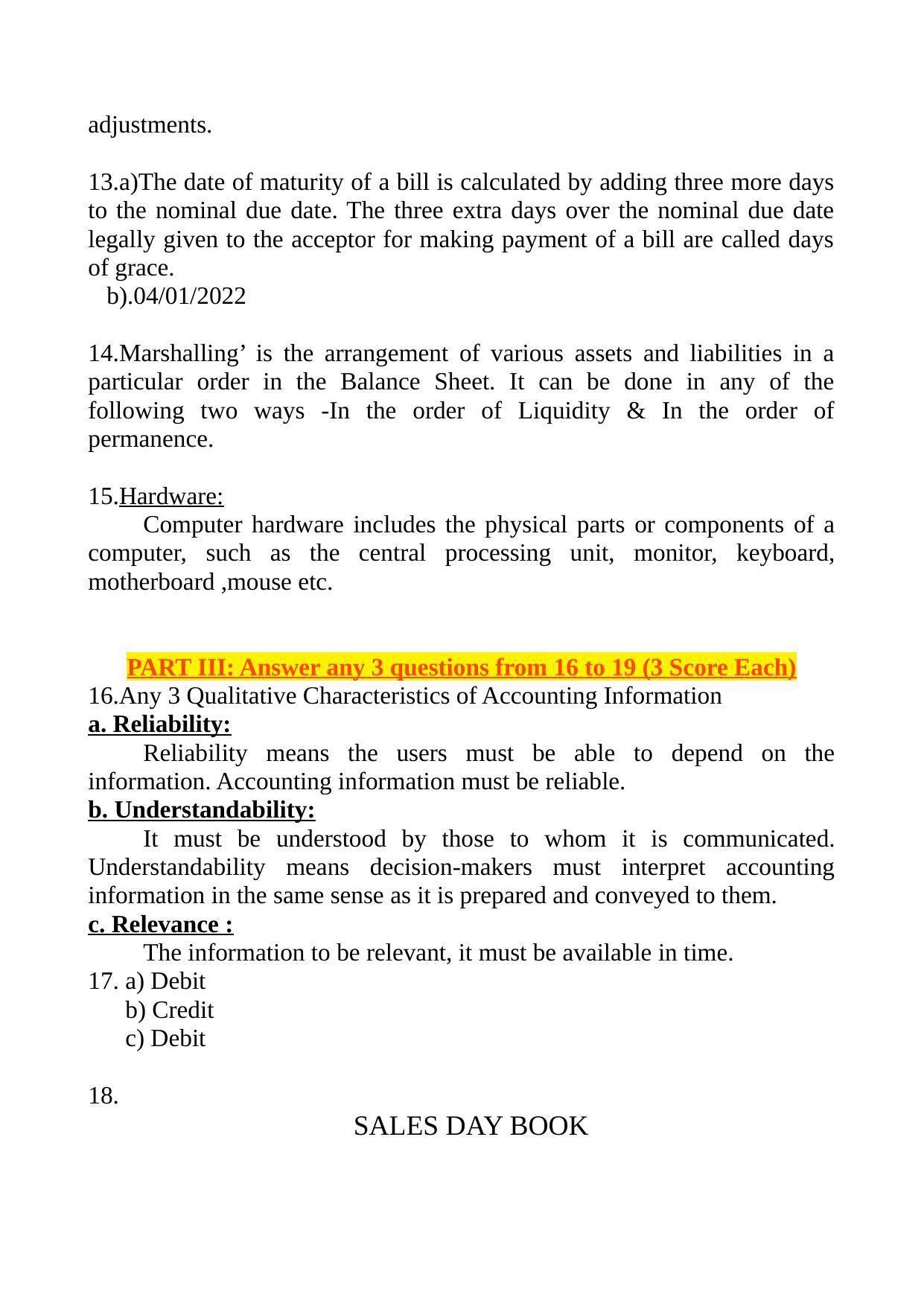 Kerala Plus One 2022 Accountancy (CA) Answer Key (Model) - Page 2