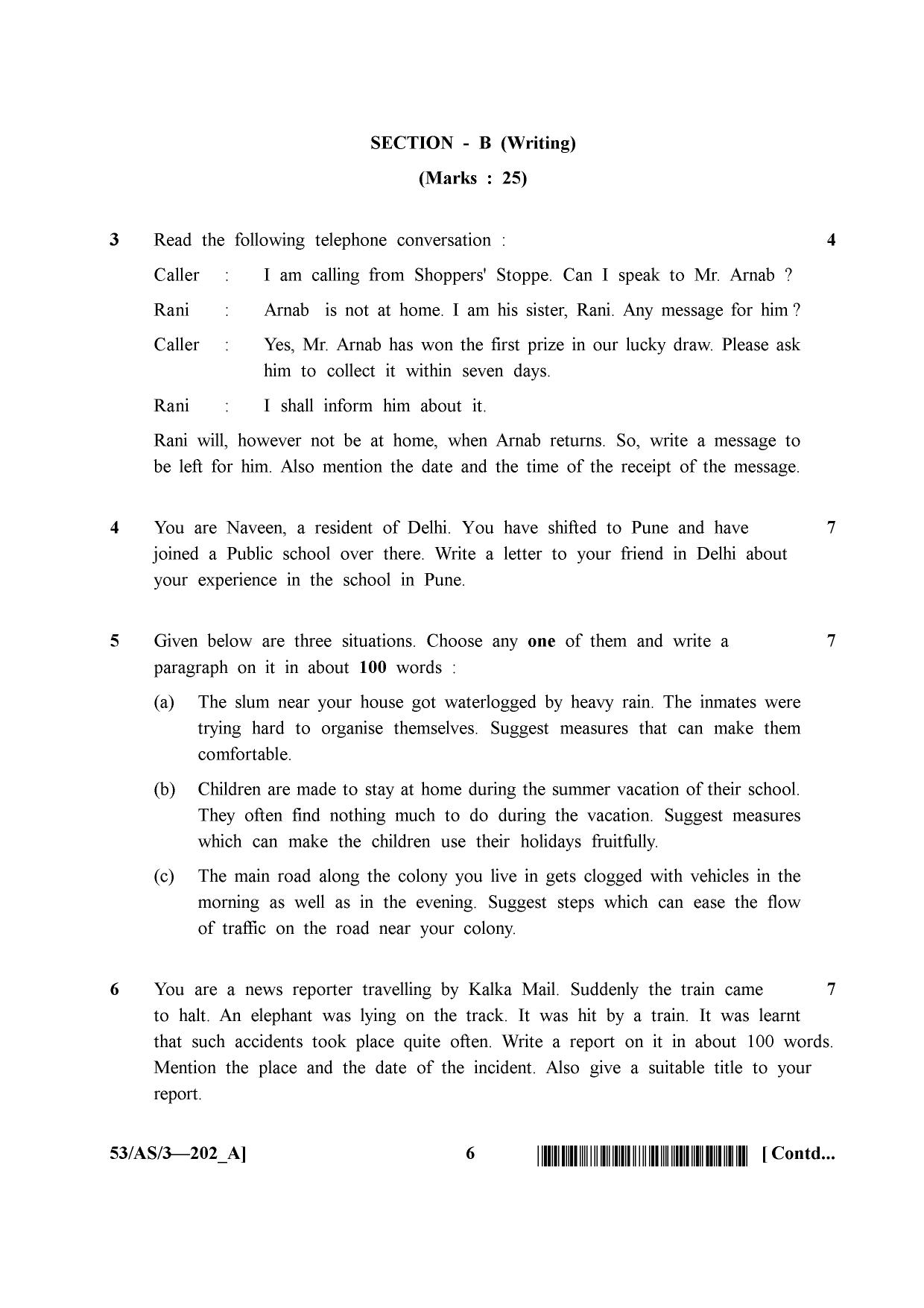 NIOS October 2016 Class 10 English Question Paper - Page 6