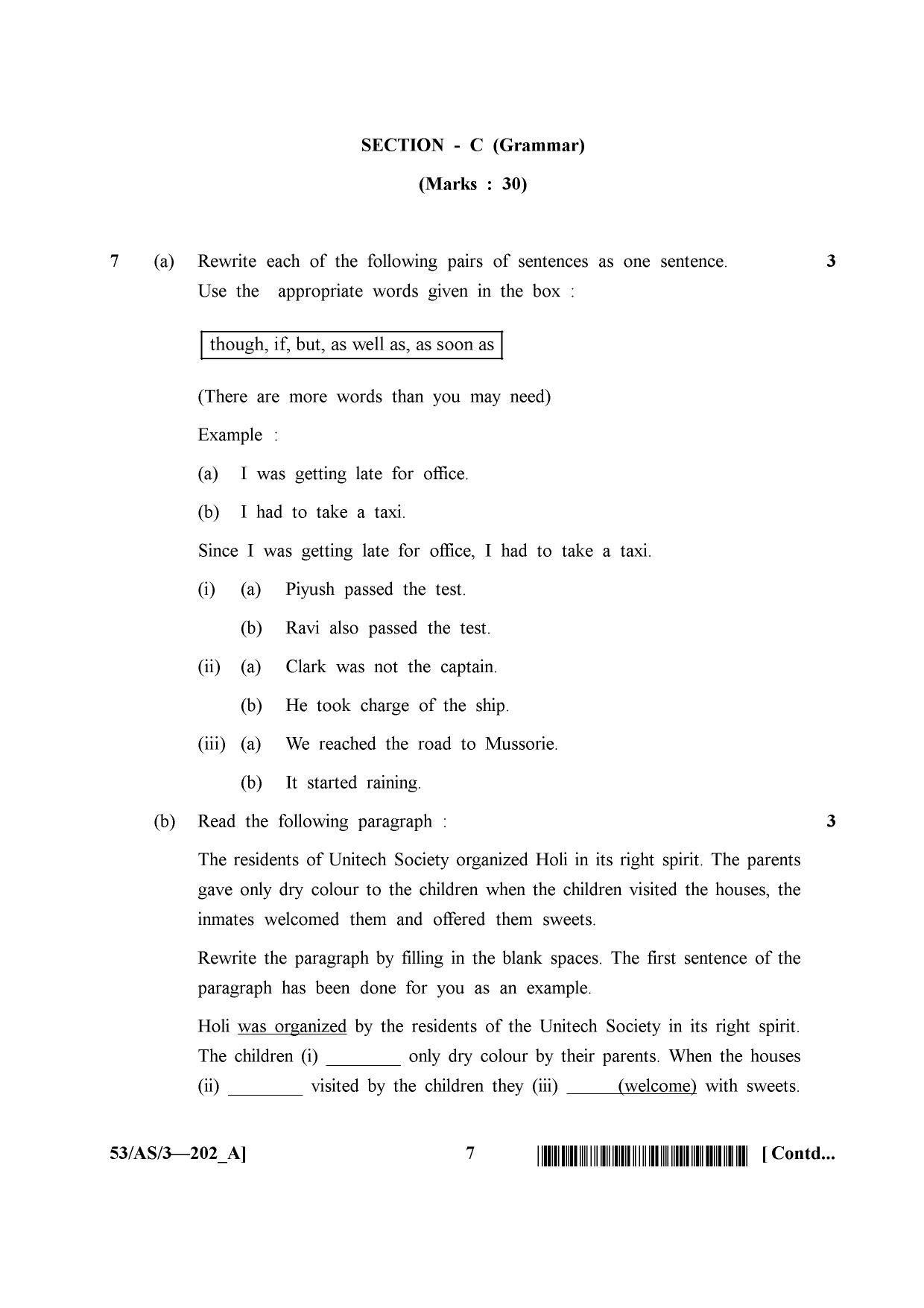 NIOS October 2016 Class 10 English Question Paper - Page 7
