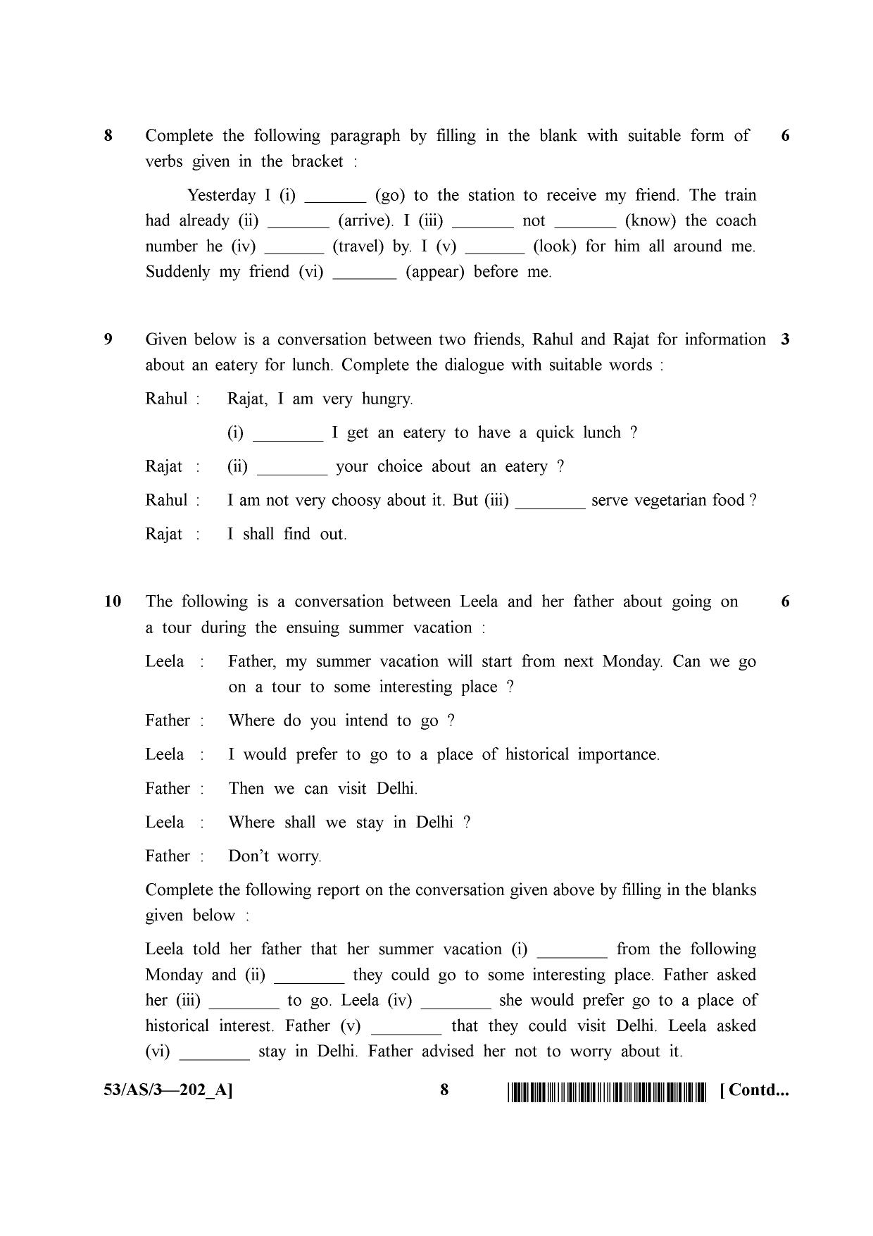 NIOS October 2016 Class 10 English Question Paper - Page 8