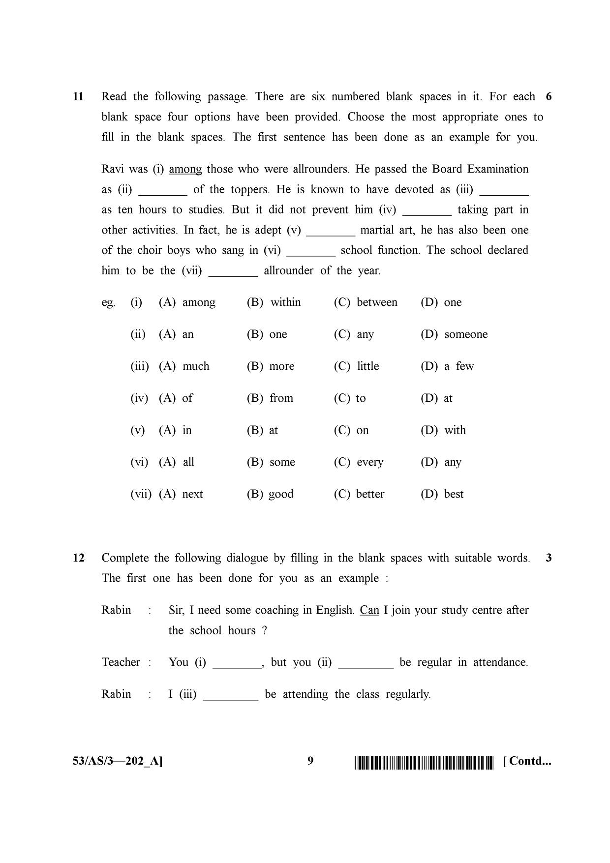 NIOS October 2016 Class 10 English Question Paper - Page 9