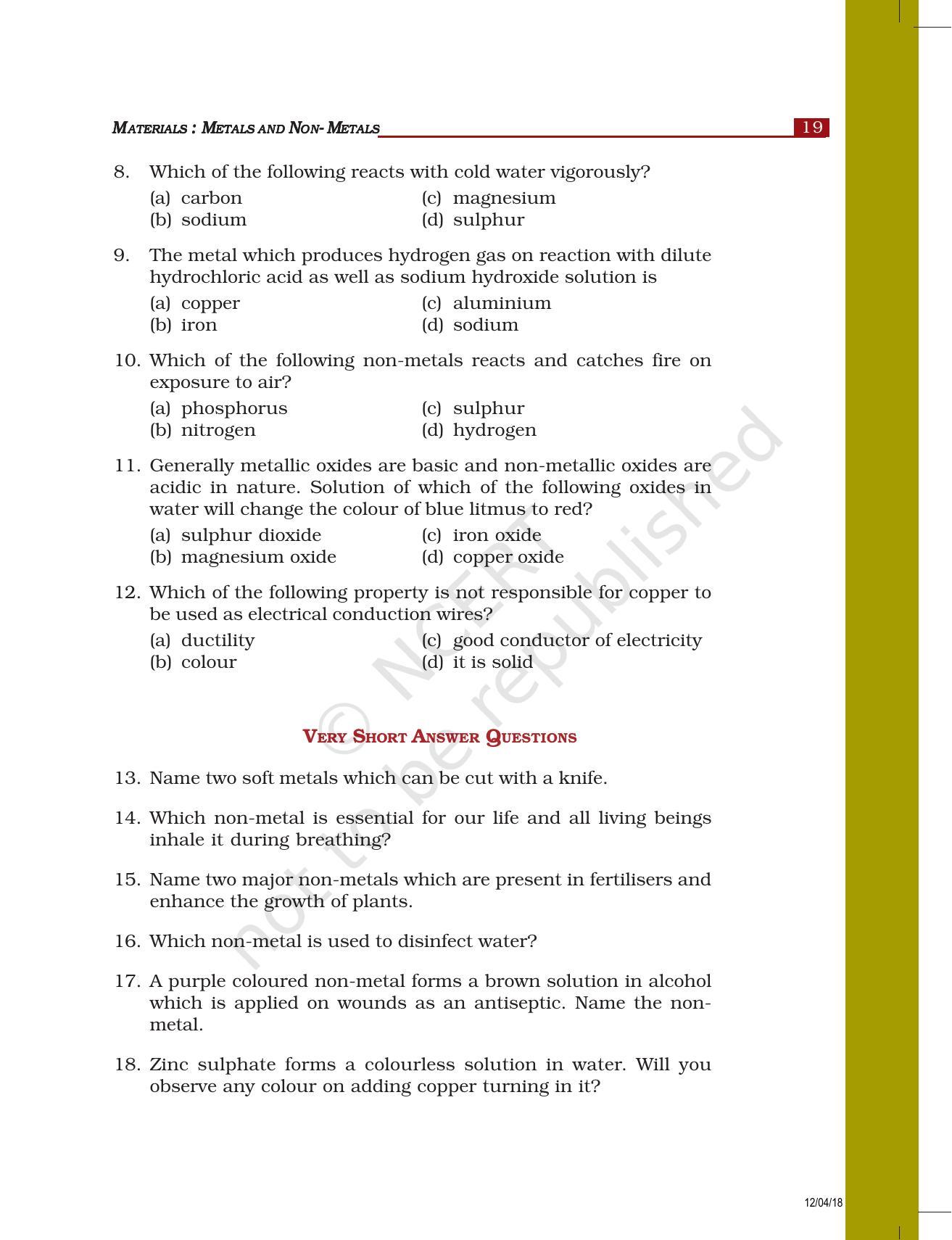 NCERT Exemplar Book for Class 8 Science: Chapter 4- Materials : Metals and Non-Metals - Page 2