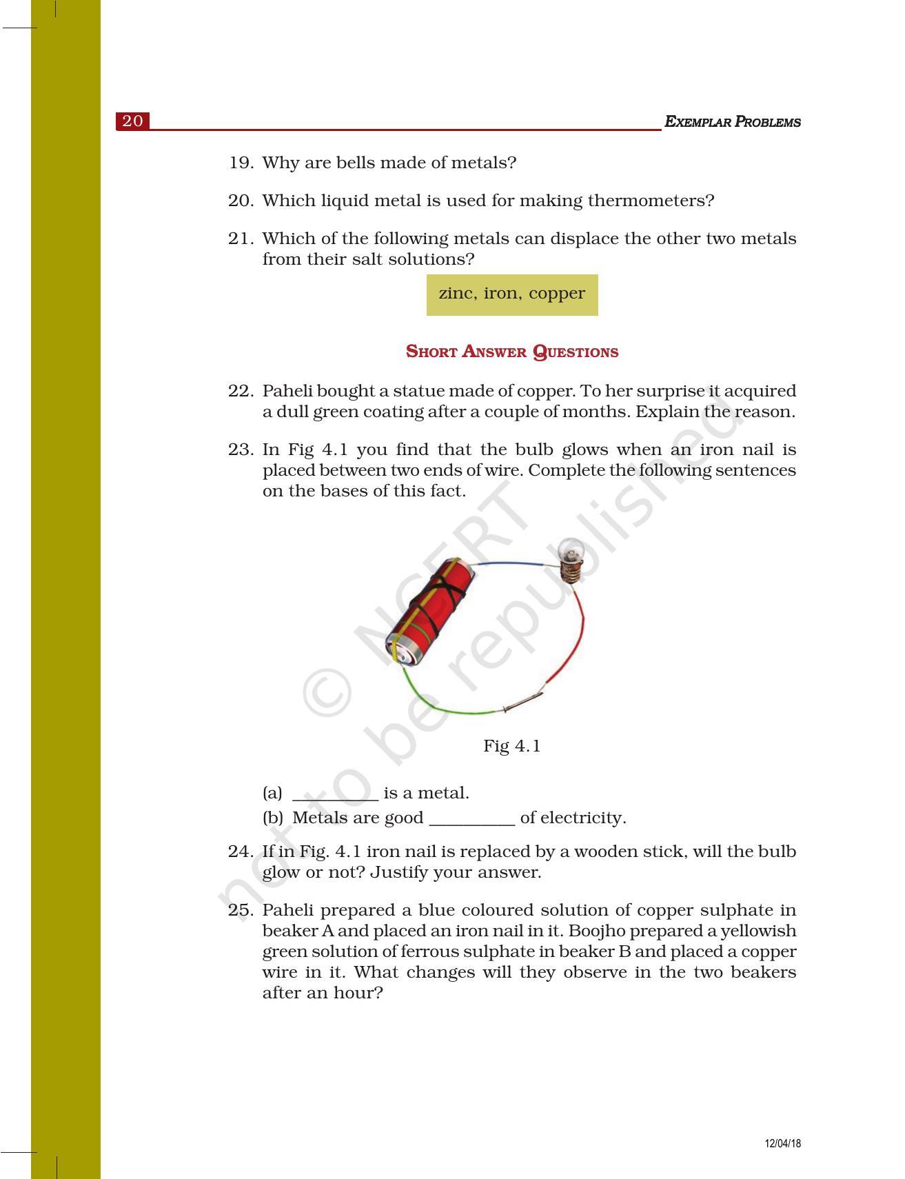 NCERT Exemplar Book for Class 8 Science: Chapter 4- Materials : Metals and Non-Metals - Page 3