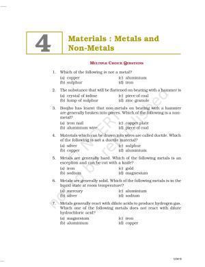 NCERT Exemplar Book for Class 8 Science: Chapter 4- Materials : Metals and Non-Metals