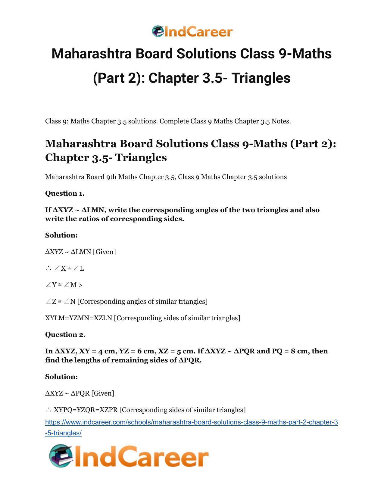 Maharashtra Board Solutions Class 9-Maths (Part 2): Chapter 3.5- Triangles - Page 2